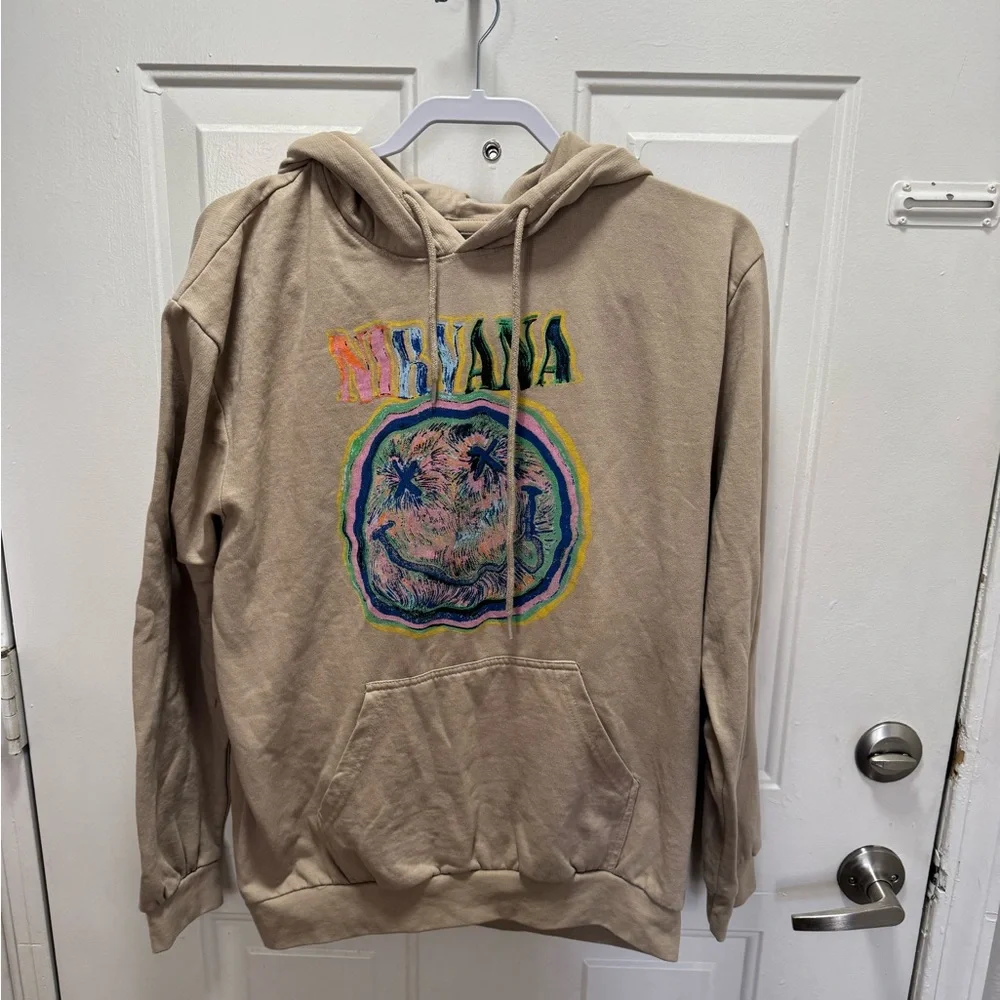 NIRVANA Beige Hoodie with Colorful Logo - Picture 2 of 4